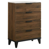 Mays - 4-Drawer Chest With Faux Marble Top - Walnut Brown