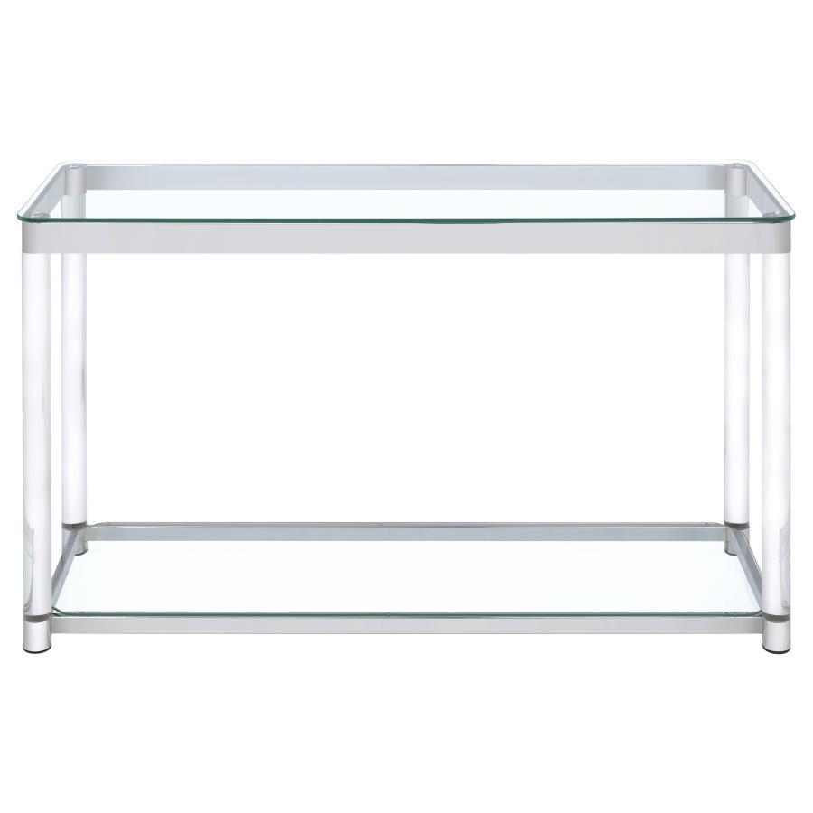 Anne - Sofa Table With Lower Shelf - Chrome And Clear