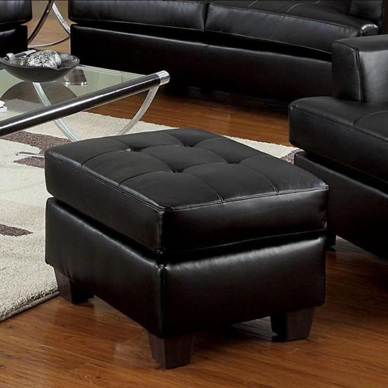 Platinum - Ottoman - Black Bonded Leather