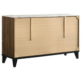 Mays - 6-Drawer Dresser With Faux Marble Top - Walnut Brown