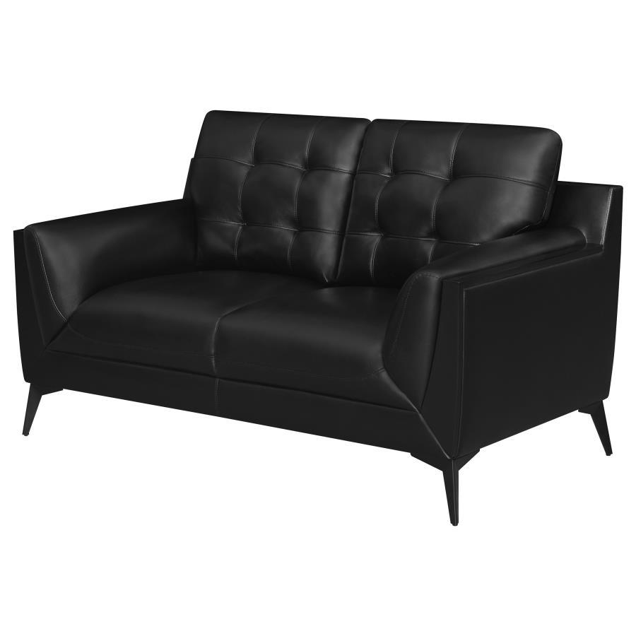 Moira - Loveseat capitoné tapizado con brazos de riel - Negro