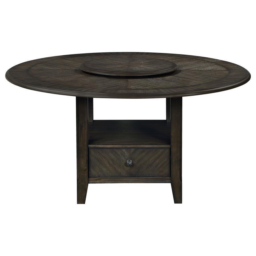 Twyla - Mesa de comedor redonda con Lazy Susan extraíble - Cacao oscuro