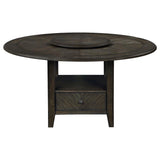 Twyla - Mesa de comedor redonda con Lazy Susan extraíble - Cacao oscuro