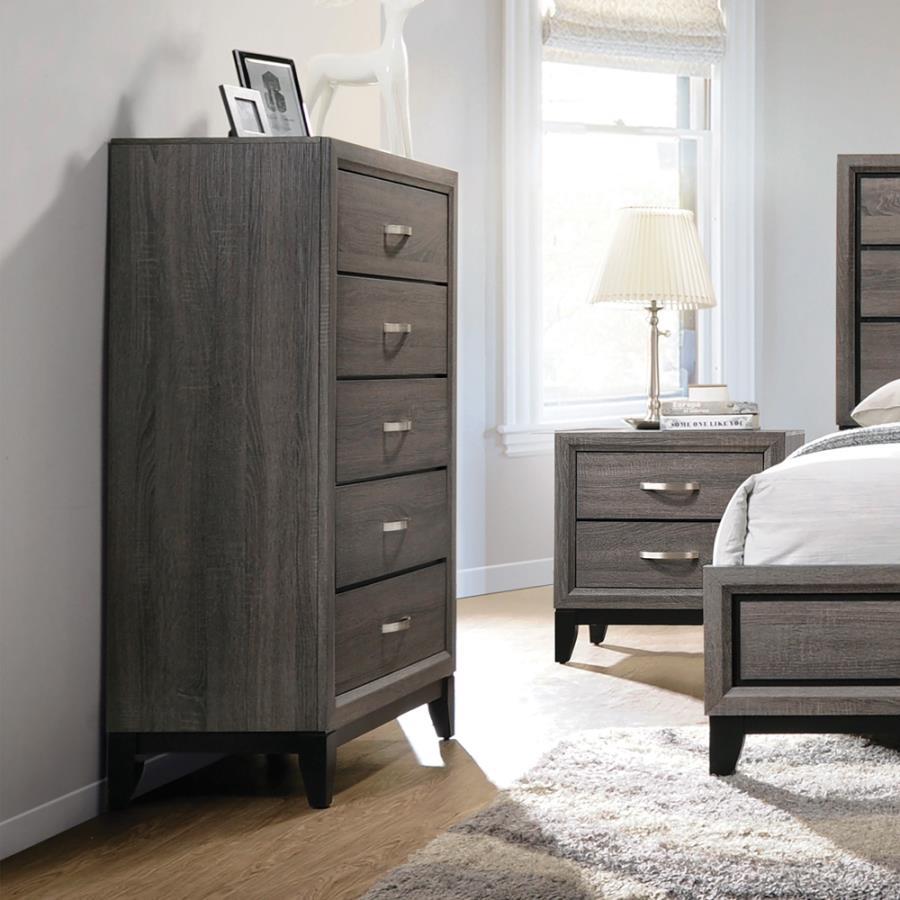 Watson - 5-Drawer Chest - Gray Oak And Black