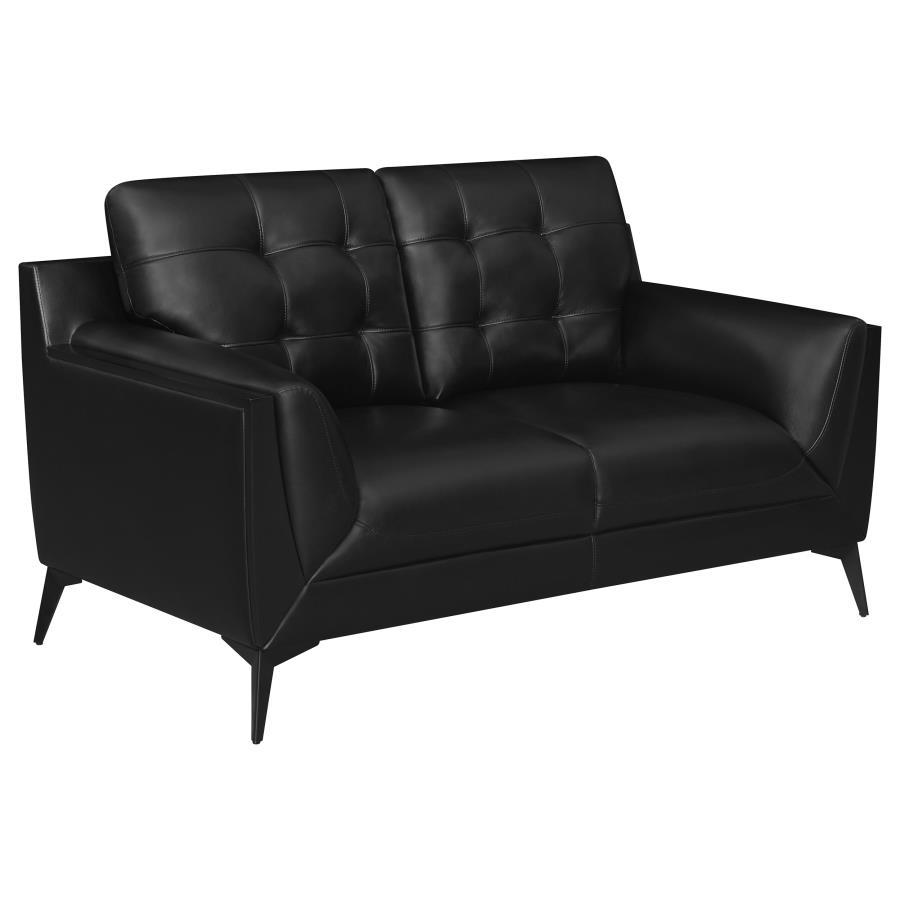 Moira - Loveseat capitoné tapizado con brazos de riel - Negro