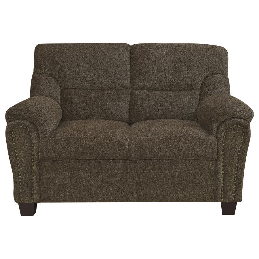 Clemintine - Loveseat tapizado con ribete de clavo