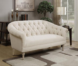 Billie - Tufted Back Settee With Roll Arm - Natural