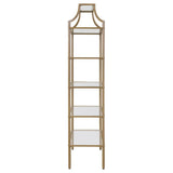 Serena - 5-Tier Tempered Glass Shelves Bookcase - Matte Gold