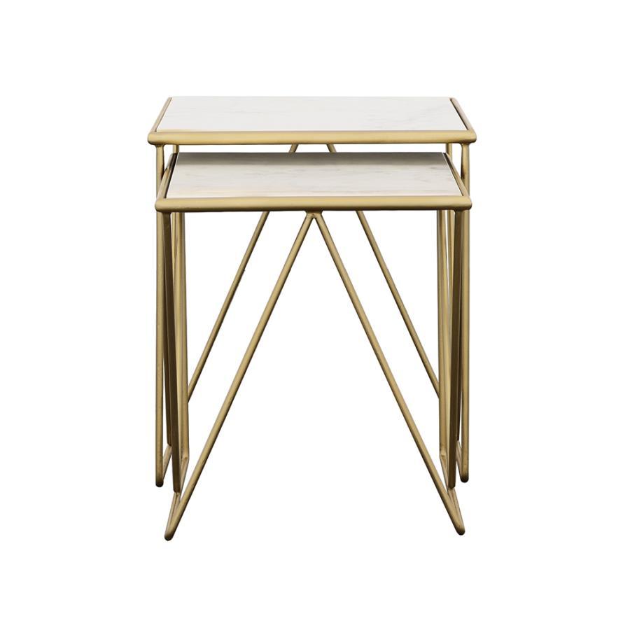 Bette - 2 Piece Nesting Table Set - White And Gold