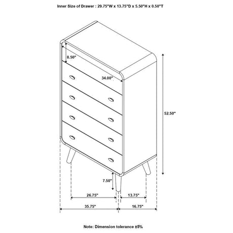 Robyn - 5-Drawer Chest - Dark Walnut