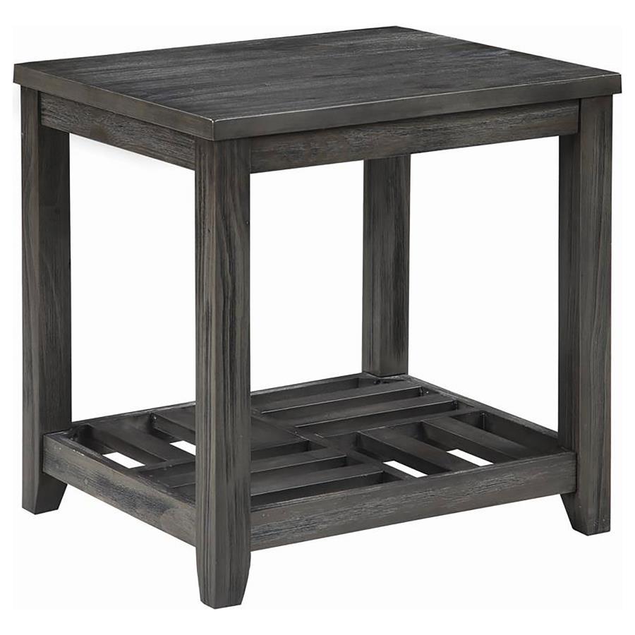 Cliffview - Mesa auxiliar rectangular con 1 estante - Gris