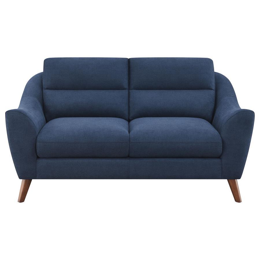 Gano - Loveseat tapizado con brazo inclinado - Azul marino