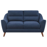 Gano - Sloped Arm Upholstered Loveseat - Navy Blue