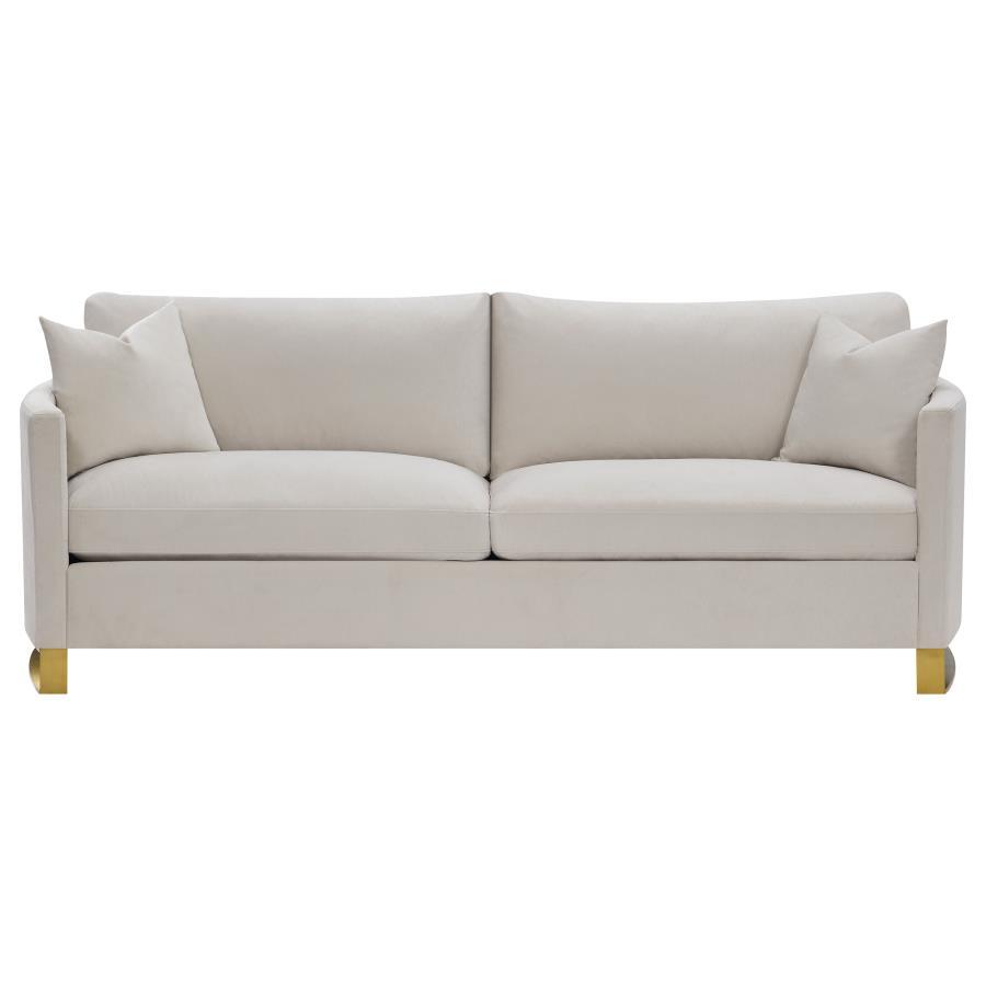 Corliss - Upholstered Arched Arms Sofa - Beige