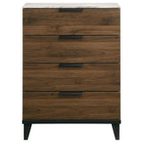 Mays - 4-Drawer Chest With Faux Marble Top - Walnut Brown