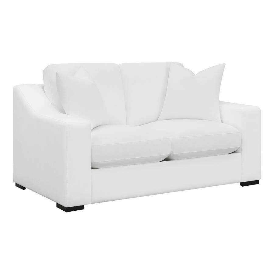 Ashlyn - Loveseat tapizado con brazos inclinados - Blanco