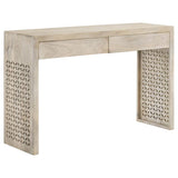 Rickman - Mesa consola rectangular con 2 cajones - Blanco lavado