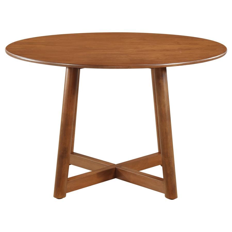 Dinah - Round Solid Wood Dining Table - Walnut