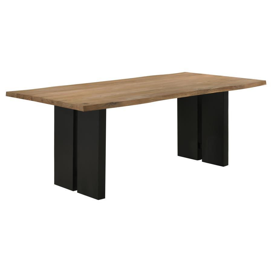 Bradshaw - Mesa de comedor rectangular Live Edge - Acacia natural y negro