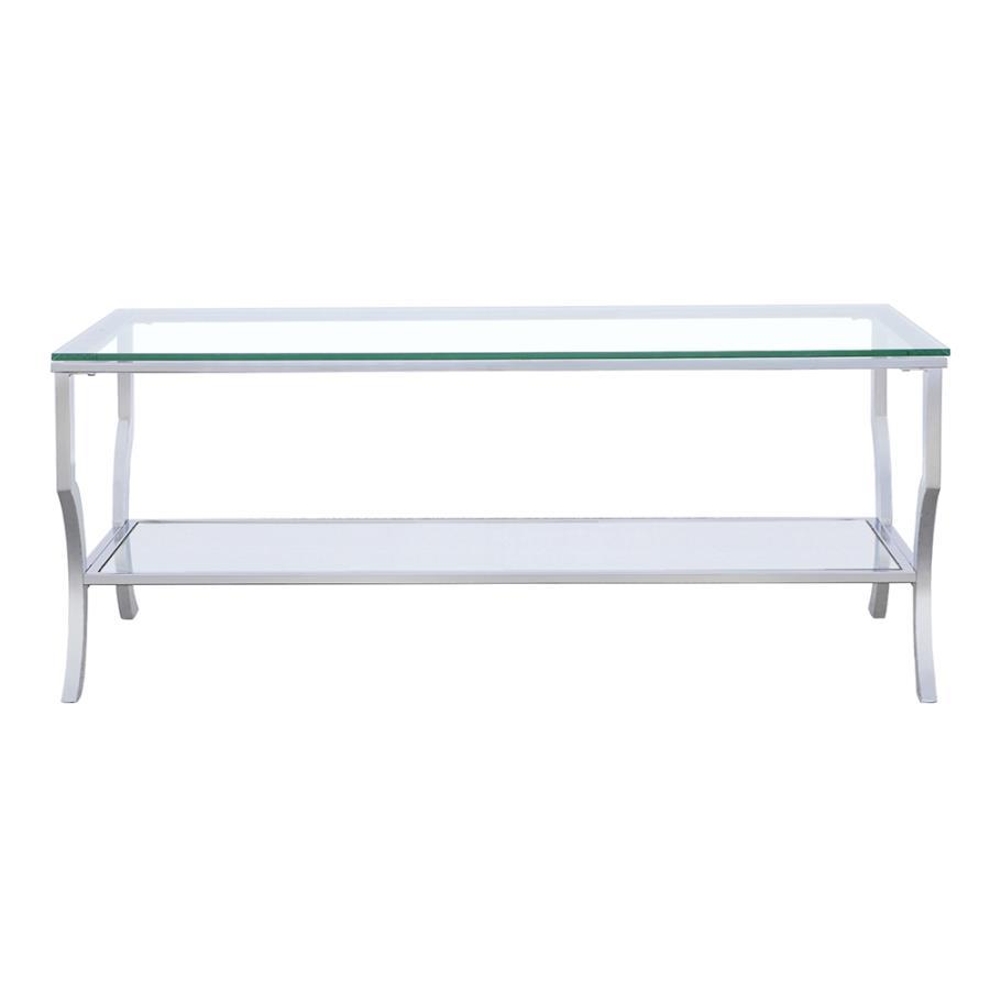 Saide - Rectangular Coffee Table With Mirrored Shelf - Chrome