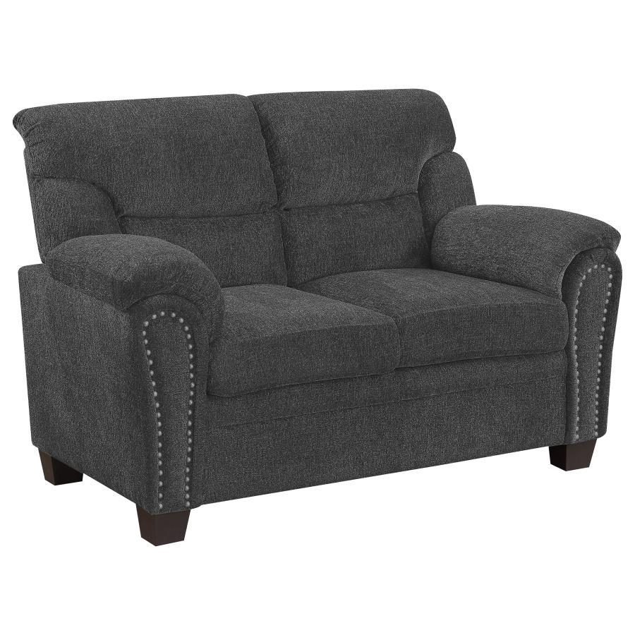 Clemintine - Loveseat tapizado con ribete de clavo