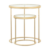 Maylin - 2 Piece Round Glass Top Nesting Tables - Gold