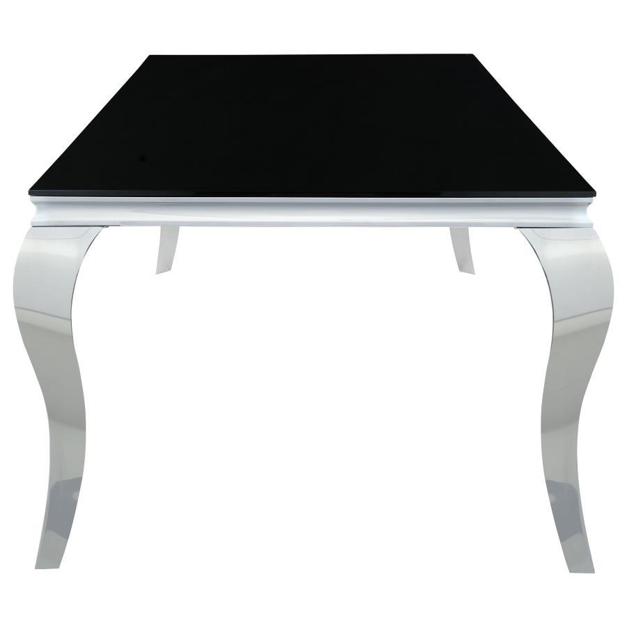 Carone - Mesa de comedor rectangular con tapa de cristal