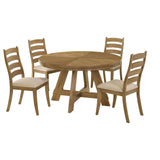 Danvers - Juego de mesa de comedor redonda de 5 piezas de 54" - Roble marrón