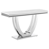 Kerwin - Mesa de sofá rectangular con base en U - Blanco y cromo