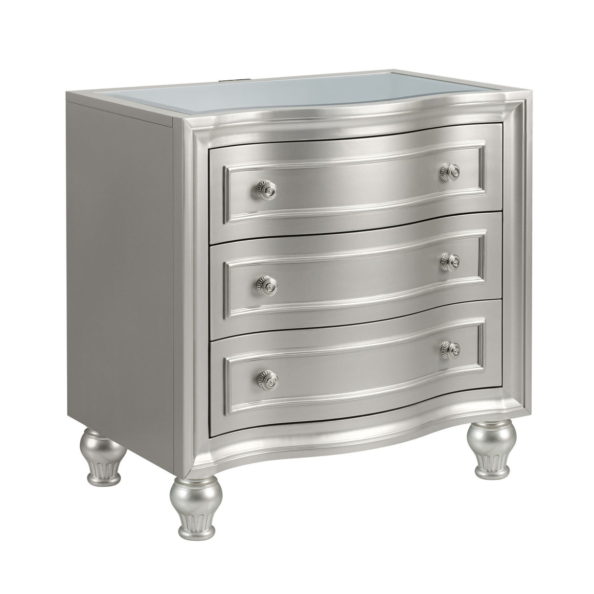 Reflections - Nightstand With Mirrored Top - Silver