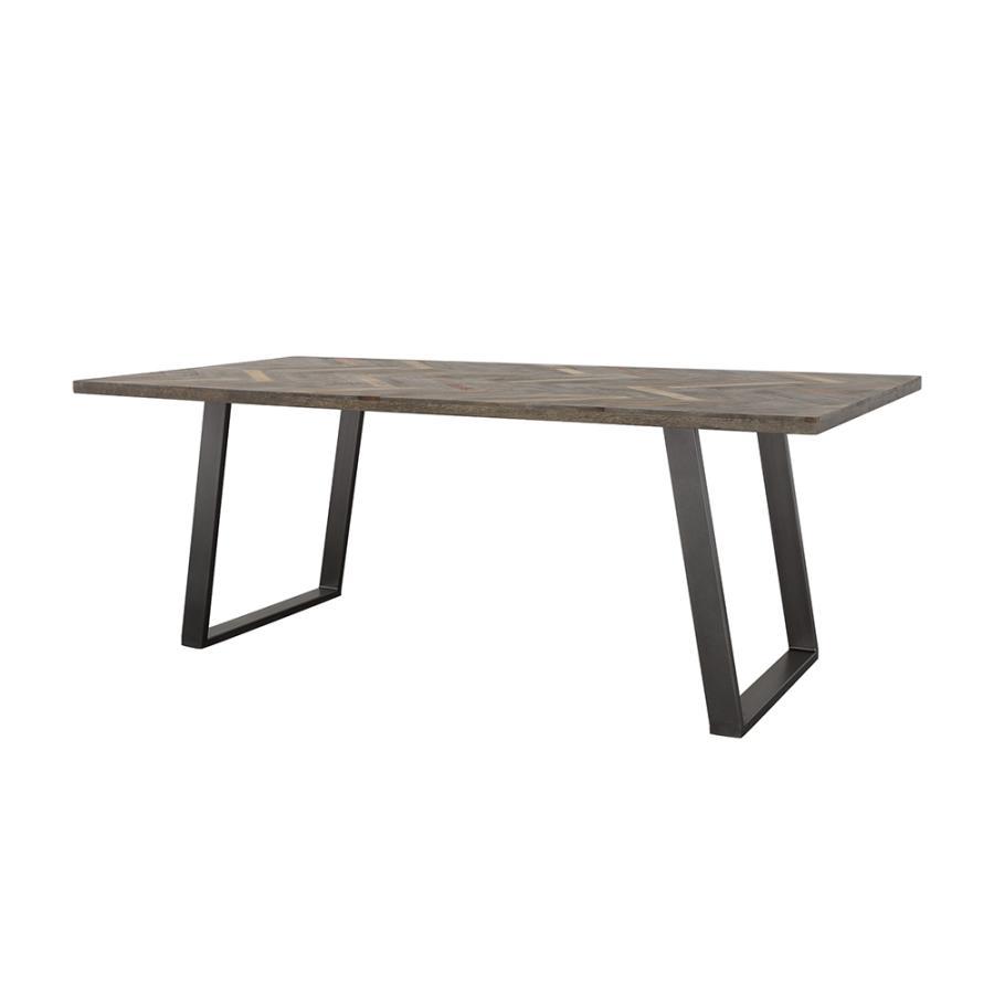 Misty - Mesa de comedor con patas tipo trineo - Sheesham gris y bronce