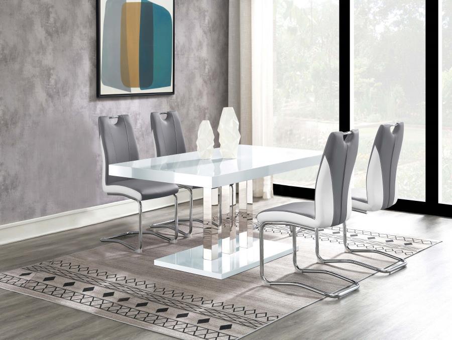 Brooklyn - 5 Piece Dining Set - White And Chrome