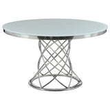 Irene - Round Glass Top Dining Table - White And Chrome