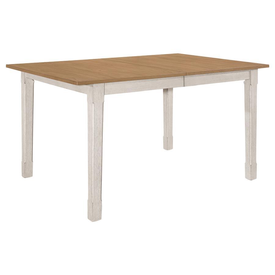 Kirby - Mesa de comedor rectangular con hoja de mariposa - Blanco roto natural y rústico