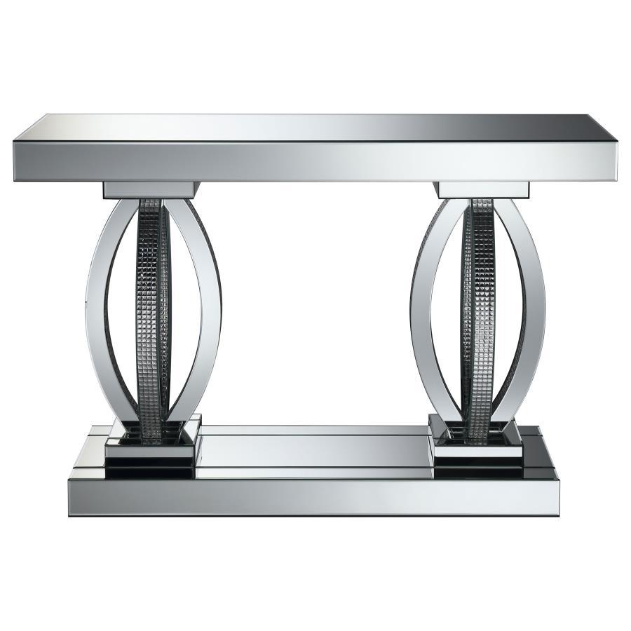 Amalia - Rectangular Sofa Table With Shelf - Clear Mirror