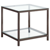 Trini - End Table With Glass Shelf - Black Nickel