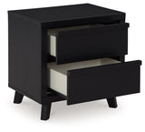 Danziar - Black - Two Drawer Night Stand