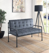 Brantley - Loveseat - Terciopelo gris y acabado gris arena