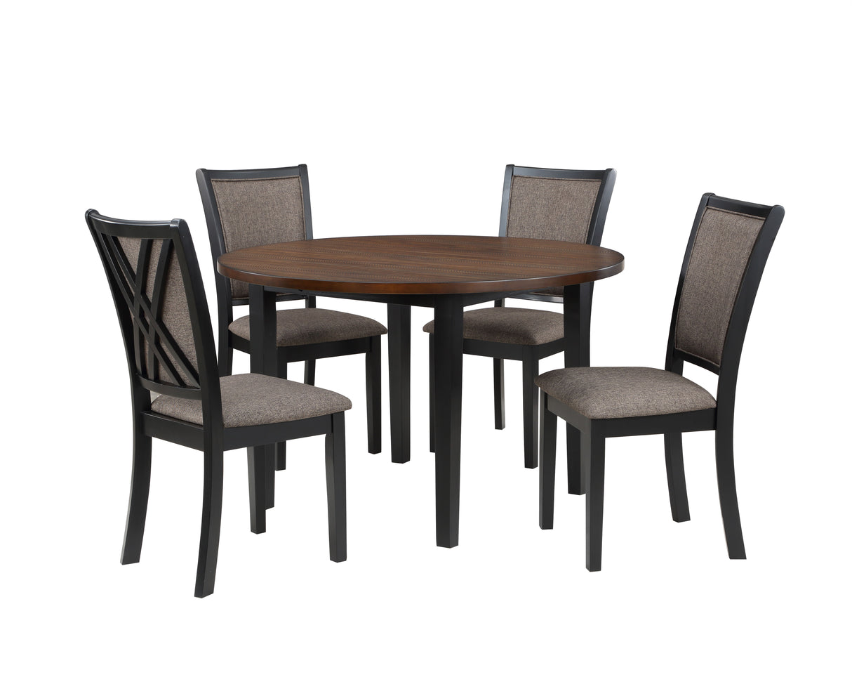 Potomac - 5 Piece Round Dining Set (Table & 4 Chairs) - Brown / Black