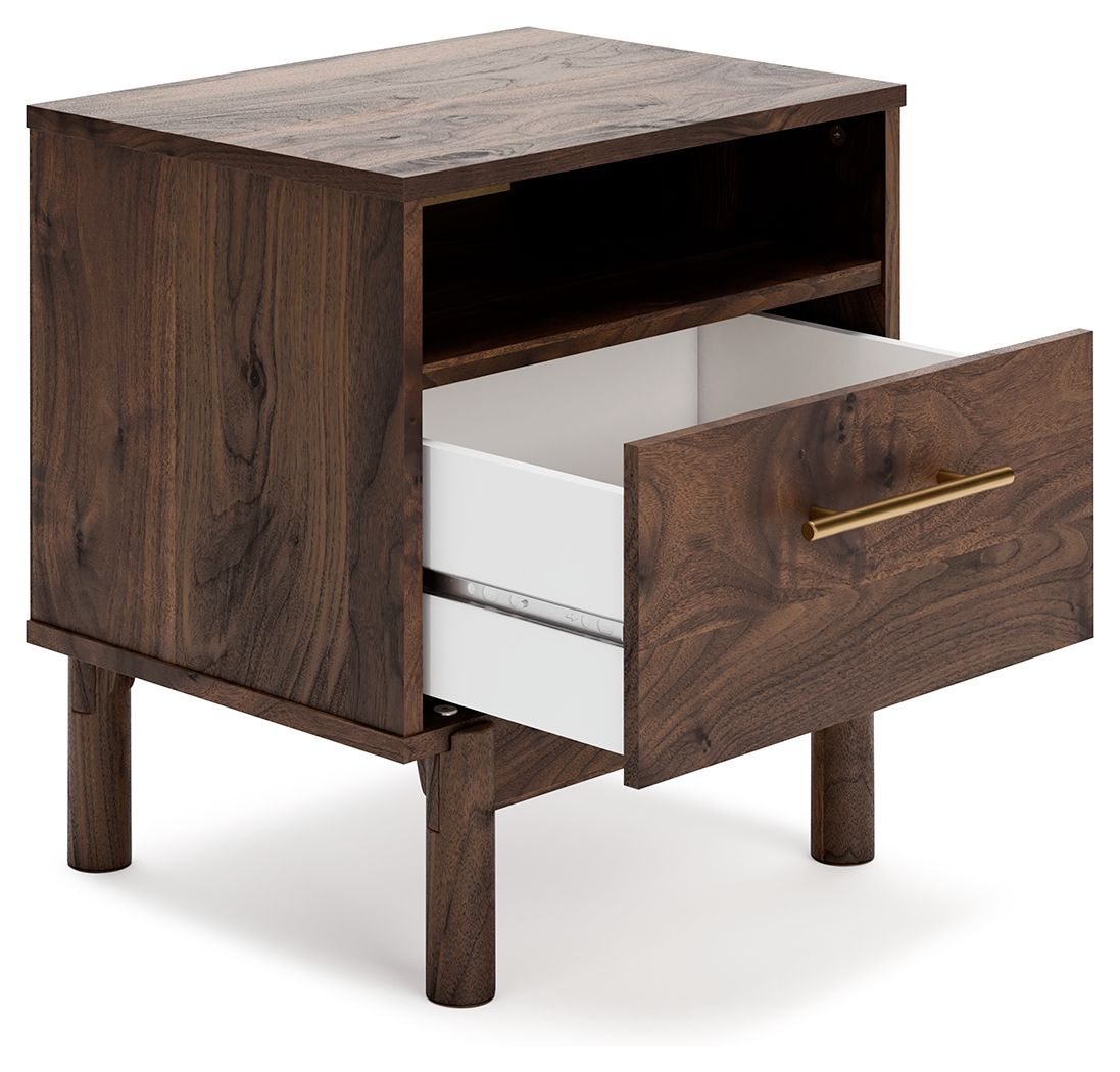 Calverson - Mocha - One Drawer Night Stand - Medium