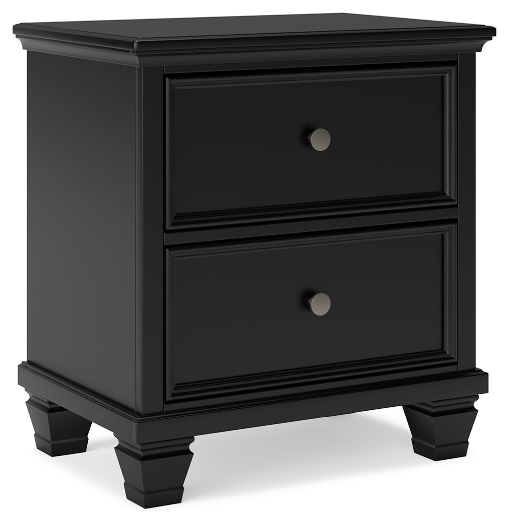 Lanolee - Black - Two Drawer Nightstand