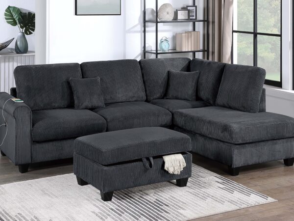 3pc sectional with storage ottoman