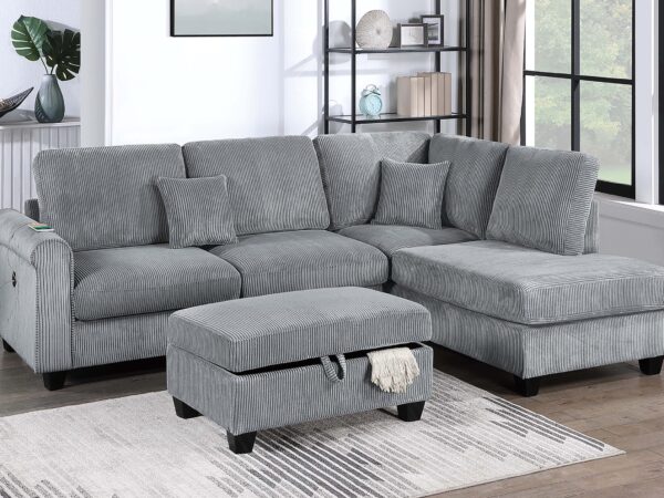3 pc sectional with storage ottoman