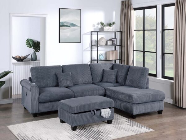 3 pc sectional with storage ottoman