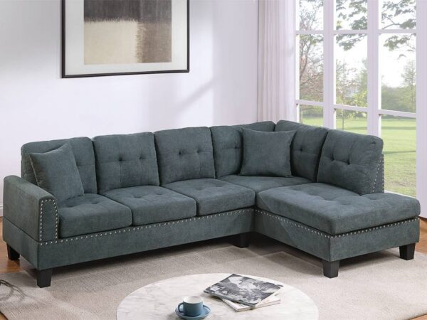 2pc sectional with accent pillows -Ash Black