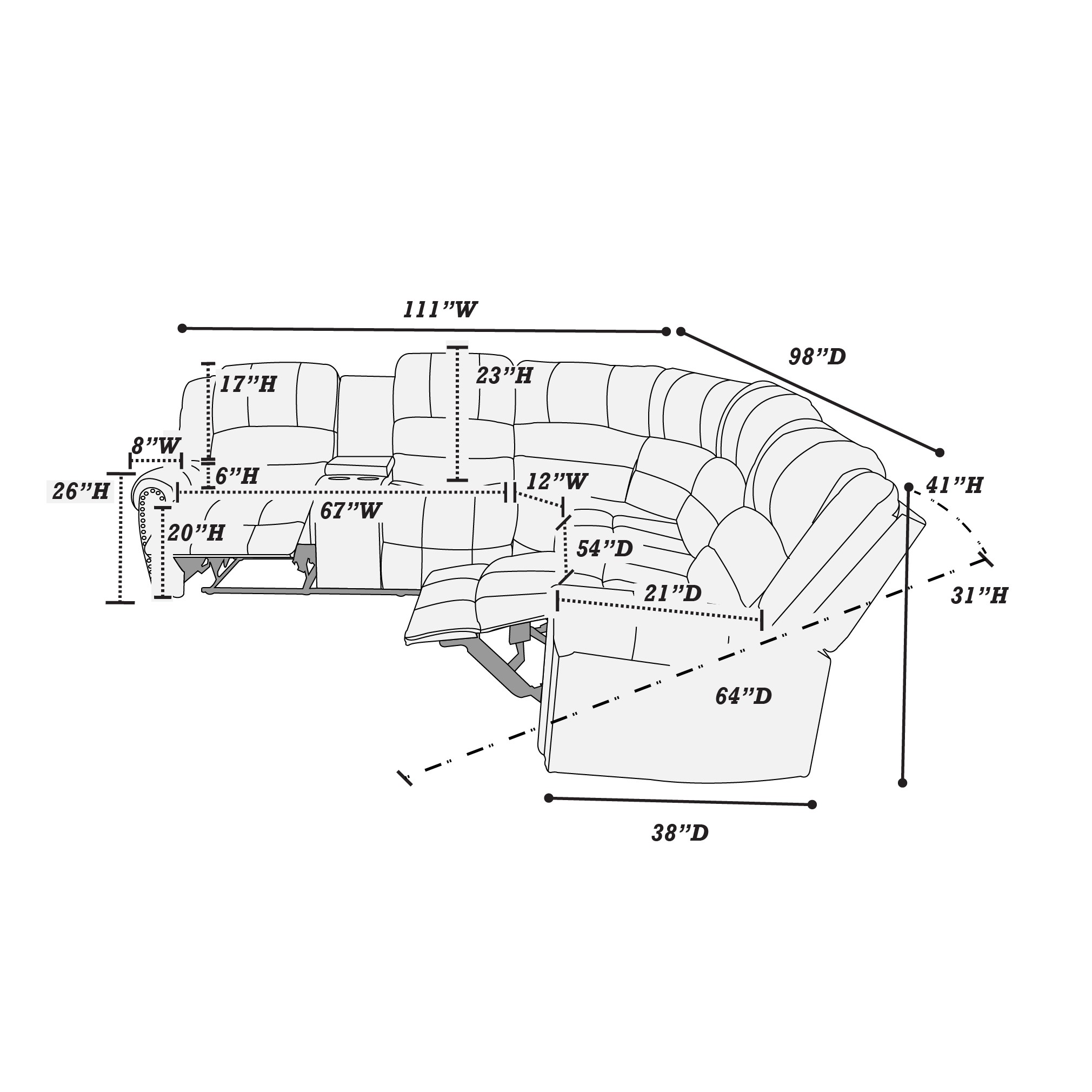 manual reclining sectional manual reclining sectional