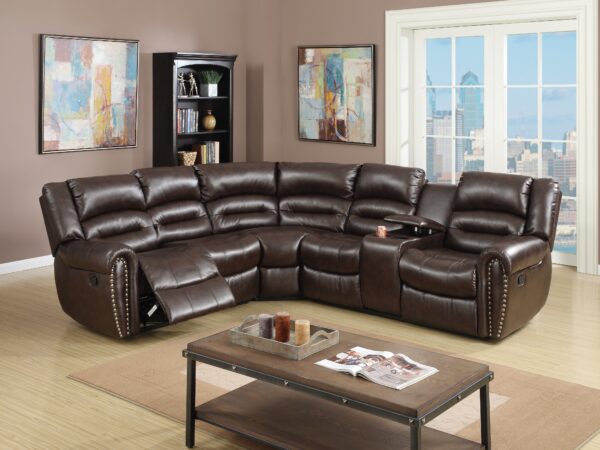 manual reclining sectional brown