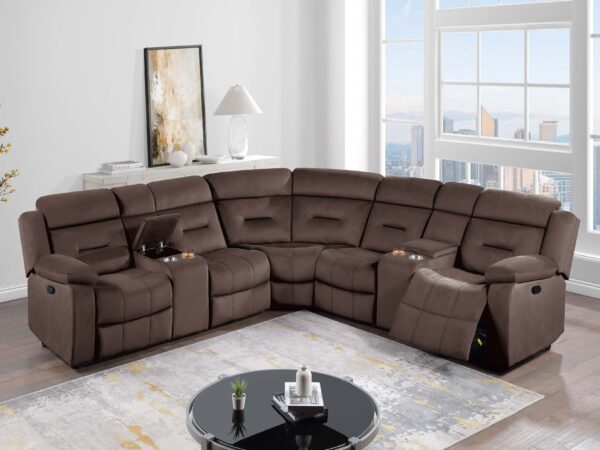 manual reclining sectional chocolate velvet