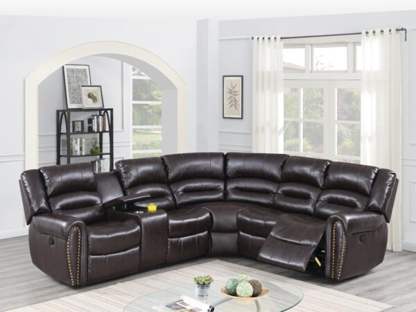 power reclining sectional brown