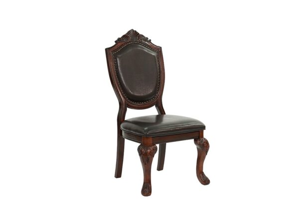 traditional walnut dining chair with nail head trim